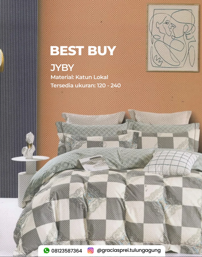 <p>Sprei JYBY berbahan katun lokal yang lembut dan
